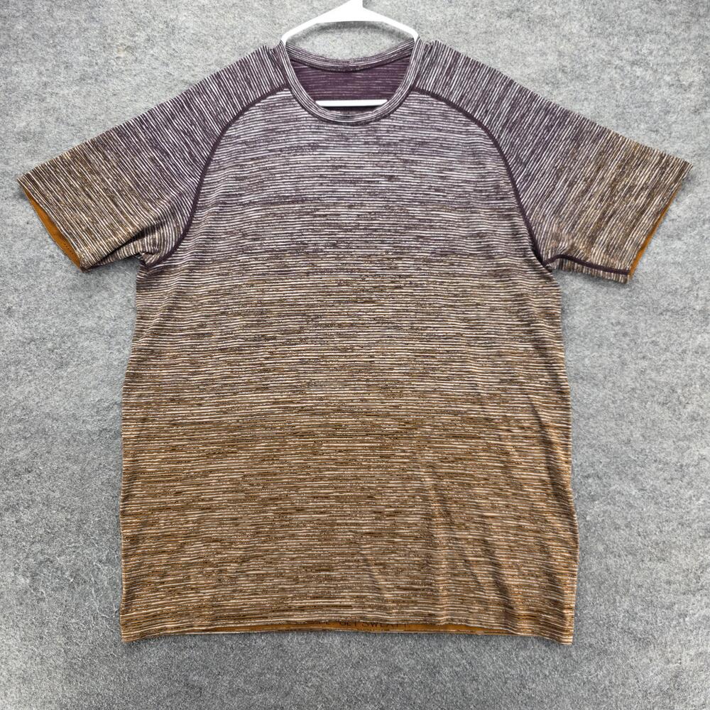 Outdoor Voices Shirt Mens XL Brown Striped Lightweight Raglan Athletic Tee